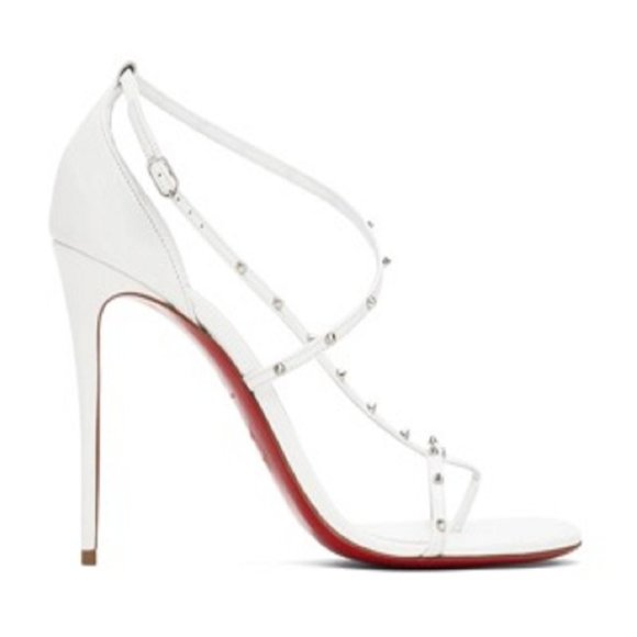 Christian Louboutin Shoes - 100% Authentic CHRISTIAN LOUBOUTIN White Riojana Spikes 100 Heeled Sandals